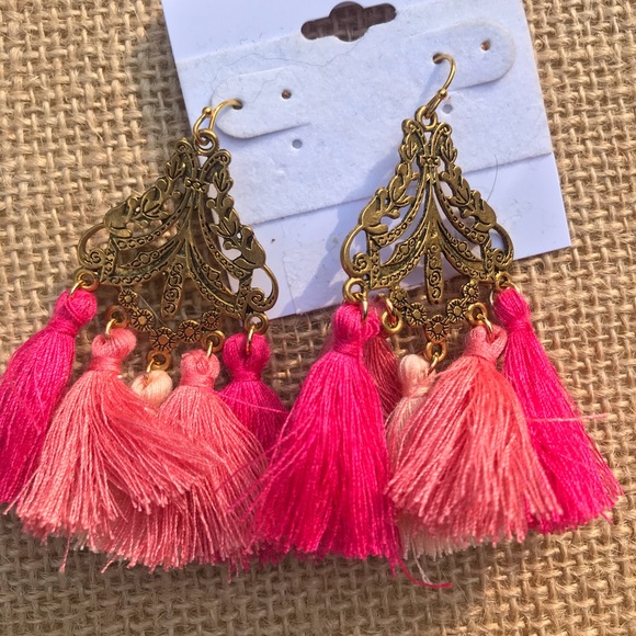 Nordstrom Jewelry - Boho chic gold and pink tassel earrings Nordstrom